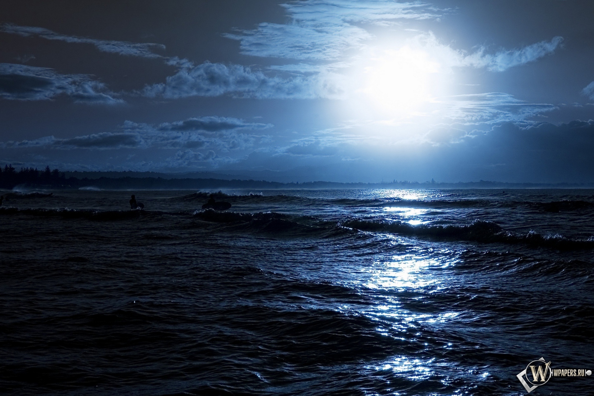 Лунный свет на море 1920x1280
