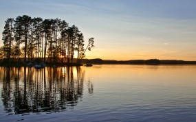 Обои Закат в Швеции: Вода, Закат, Небо, Швеция, Вода и небо