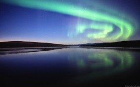 Обои Северное сияние: Ночь, Озеро, Небо, Природа