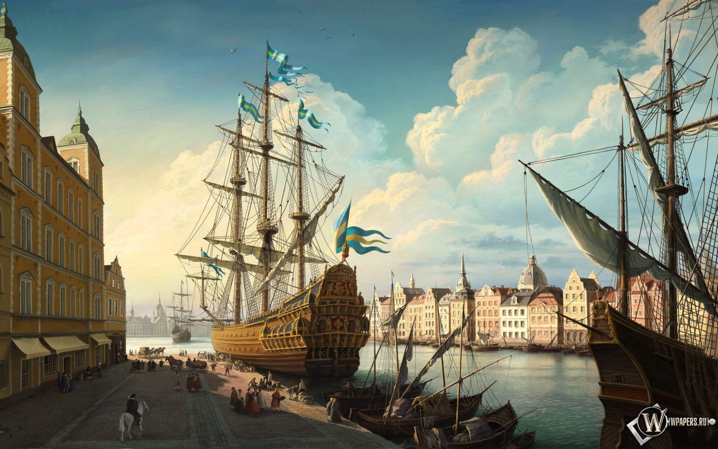 Корабли в порту (Ольга Антоненко) 1440x900